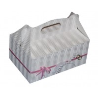 Poročna škatla za pecivo - belo/roza